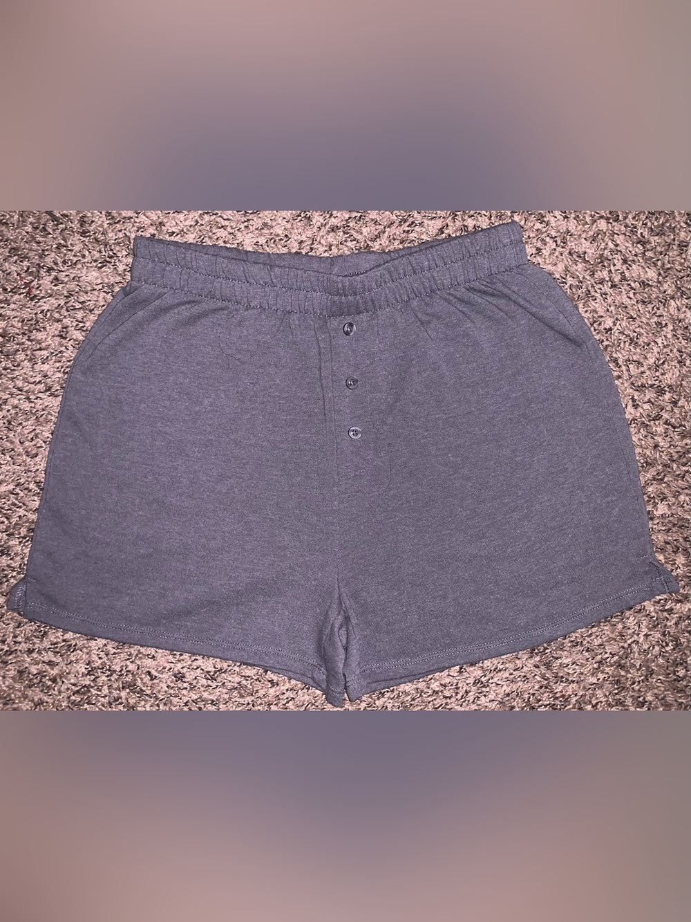 Women's Heather Gray Athletic Lounge Shorts with Button Detail